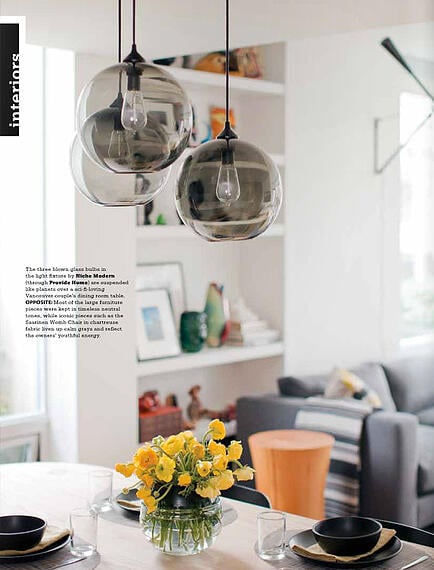 modern lighting inside Gray magazine