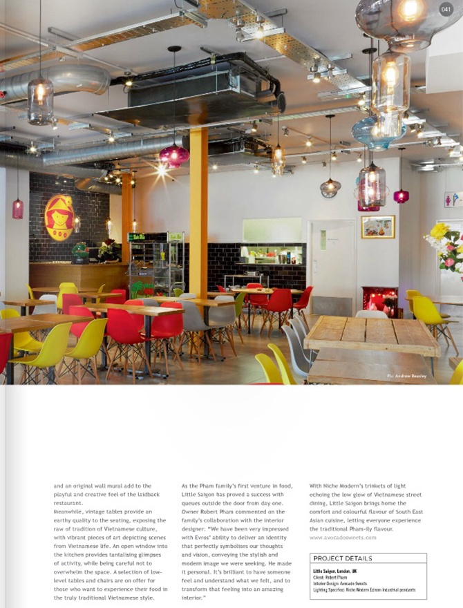 modern restaurant lighting inside Darc magazine